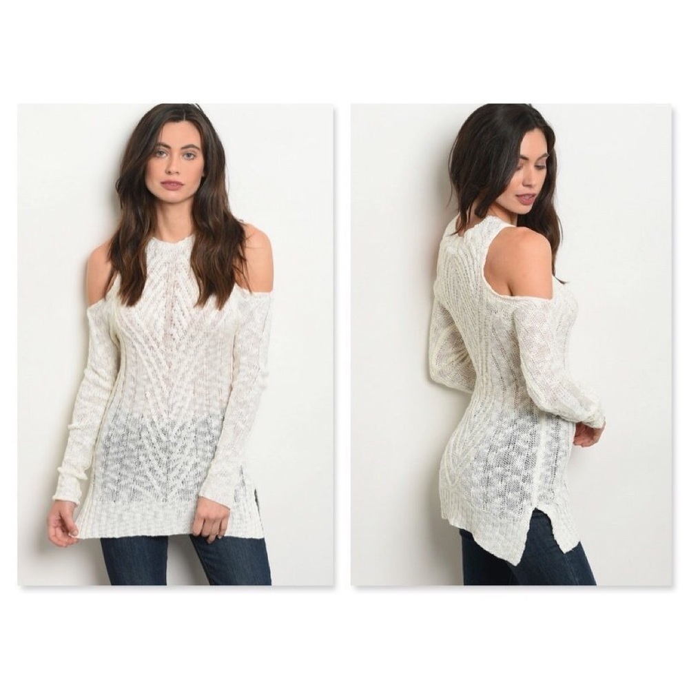IVORY COLD SHOULDER SWEATER